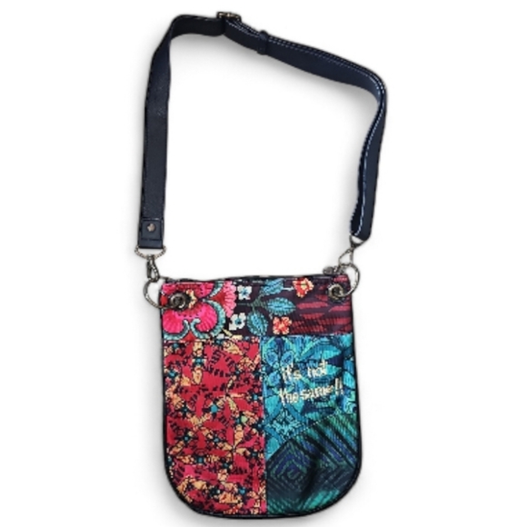 Desigual Floral Vibrant Patchwork Crossbody Bag Multicolor Boho Statement Purse - Picture 7 of 16